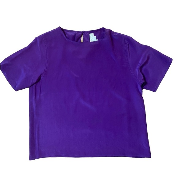 Vintage Classix Short Sleeve Purple Silk Blouse Small - Picture 11 of 13